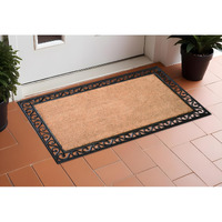 22" X 36" Natural and Black Coir Scrollwork Outdoor Door Mat