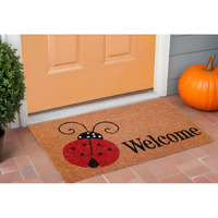 24" X 36" Natural Black and Red Coir Ladybug Welcome Outdoor Door Mat