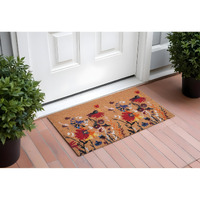 24" X 36" Natural Red and Yellow Coir Floral Outdoor Door Mat