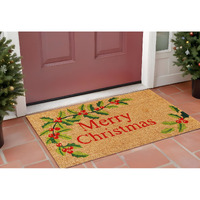 24" X 36" Natural Red and Green Coir Merry Christmas Outdoor Christmas Door Mat