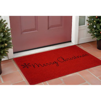 24" X 36" Red and Black Coir Merry Christmas Outdoor Christmas Door Mat