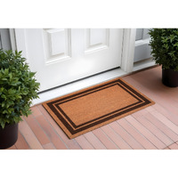 24" X 36" Natural and Black Coir Geometric Outdoor Door Mat