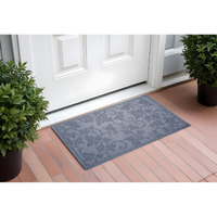 24" X 36" Light Gray Rubber Botanical Leaves Outdoor Door Mat