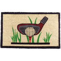 18" X 30" Brown and Black Coir Golf Outdoor Door Mat