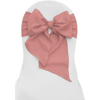 LA Linen Pack of 10 Polyester Poplin Chair Bows 8 by 108-Inch, Dusty Rose
