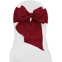 LA Linen Pack of 10 Polyester Poplin Chair Bows 8 by 108-Inch, Cranberry