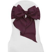 LA Linen Pack of 10 Polyester Poplin Chair Bows 8 by 108-Inch, Eggplant
