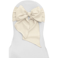 LA Linen Pack of 10 Polyester Poplin Chair Bows 8 by 108-Inch, Ivory