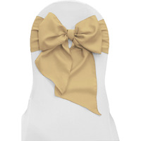 LA Linen Pack of 10 Polyester Poplin Chair Bows 8 by 108-Inch, Khaki