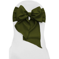 LA Linen Pack of 10 Polyester Poplin Chair Bows 8 by 108-Inch, Olive