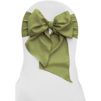 LA Linen Pack of 10 Polyester Poplin Chair Bows 8 by 108-Inch, Dark Sage