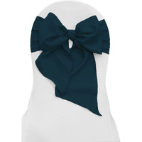 LA Linen Pack of 10 Polyester Poplin Chair Bows 8 by 108-Inch, Dark Teal