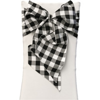 LA Linen Pack of 10 Gingham Checkered Chair Bows 8 by 108-Inch, White and Black