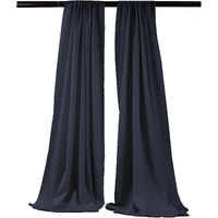 LA Linen Pack-2 Polyester Poplin Backdrop Drape 96-Inch Wide by 58-Inch High, Navy Blue
