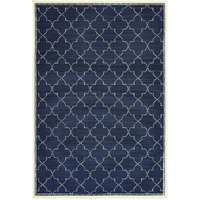 2 X 4 Blue and Ivory geometric Stain Resistant Indoor Outdoor Area Rug