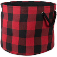 DII Polyester Bin Buffalo Check Red / Black Round Medium