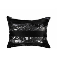 12" X 20" X 5" Black And Silver  Pillow