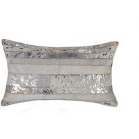 12" X 20" X 5" Grey And Silver  Pillow