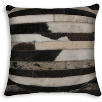 18" X 18" X 5" Modern Tricolor Torino Kobe Cowhide  Pillow