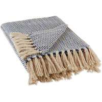 French Blue Handloom Chevron Throw