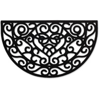 HEART SCROLL HALF MOON PIN RUBBER DOORMAT
