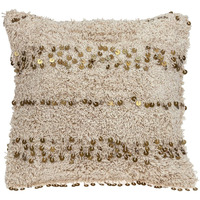 Boho Woven Shaggy Sequin Throw Pillow