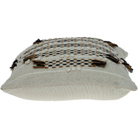Creamy Beige Textured Throw Pillow