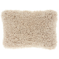 Beige Knubby Plush Lumbar Throw Pillow