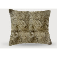 Taupe Natural Sheepskin Square Pillow