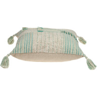 Cream And Mint Woven Throw Pillow