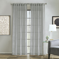Emma Dual Header Curtain Panel Window Dressing 52 x 84 in Grey