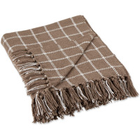BROWN CHECKED PLAID THROW