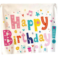 Happy Birthday Tapestry Photo Backdrop Stars Hanging Blankets Party Decorate Wall Tapestry, 51x59 inch