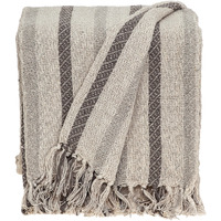 Beige and Taupe Woven Handloom Throw Blanket with Tassels