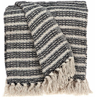 Black and Beige Striped Woven Handloom Throw Blanket