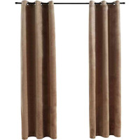 vidaXL Blackout Curtains with Rings 2 pcs Beige 37"x95" Velvet
