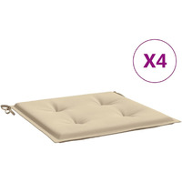 vidaXL Garden Chair Cushions 4 pcs Beige 19.7"x19.7"x1.2" Fabric