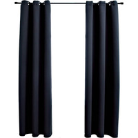vidaXL Blackout Curtains with Rings 2 pcs Black 37"x95" Fabric