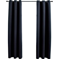 vidaXL Blackout Curtains with Rings 2 pcs Black 37"x63" Fabric