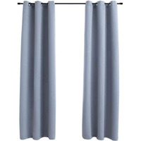 vidaXL Blackout Curtains with Rings 2 pcs Gray 37"x84" Fabric