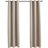 vidaXL Blackout Curtains with Rings 2 pcs Beige 37"x95" Fabric