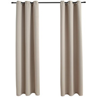 vidaXL Blackout Curtains with Rings 2 pcs Beige 37"x84" Fabric