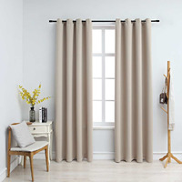 vidaXL Blackout Curtains with Rings 2 pcs Beige 54"x95" Fabric