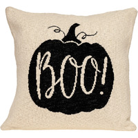 20" x 20" Cream Black Pumpkin Boo Square Accent Throw Pillow