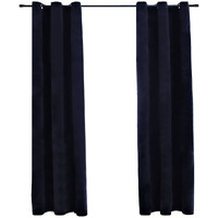 vidaXL Blackout Curtains with Rings 2 pcs Black 37"x63" Velvet