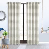 Paraiso Sheer Grommet Curtain Panel 52 x 84 in Ivory Grey
