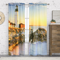 Photo Real Lighthouse Pole Top Curtain Pair each Panel 38 x 84 in Multi