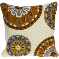 20 X 20 Beige And And Brown Floral Zippered 100% cotton Throw Pillow
