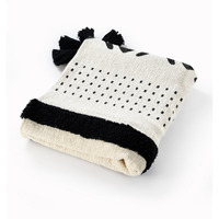Black and White Woven cotton Striped Throw Blanket