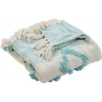 Blue and White Woven cotton checkered Throw Blanket